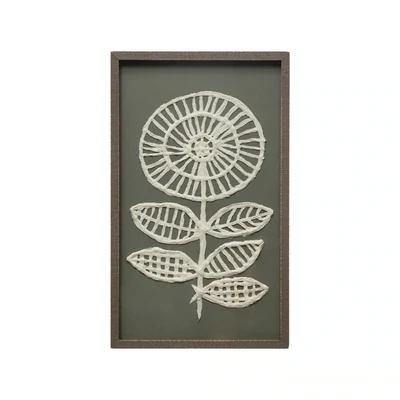 White Floral In Glass And Wooden Grey Frame