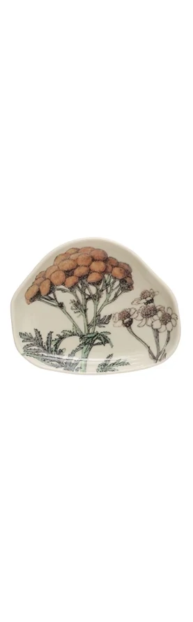 Stoneware Dish With Red And White Florals