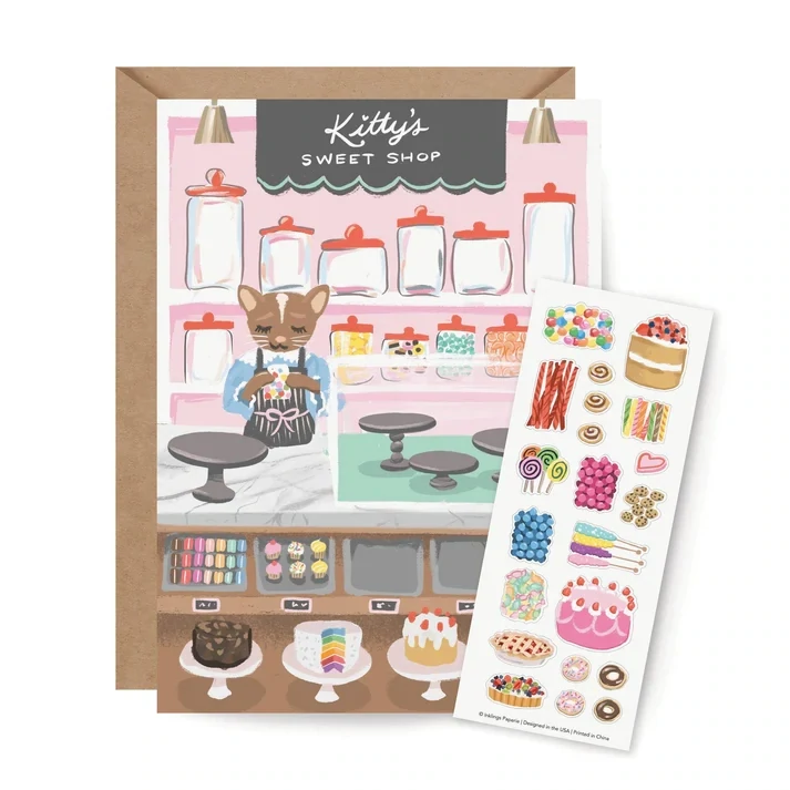 Card Sticker Scene Kitty&#39;s Sweet Shop