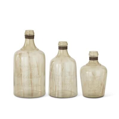 Transparent Green Glass French Bottle Vase Medium