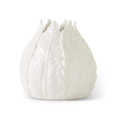 Ceramic White Leaf Vase 5&quot;