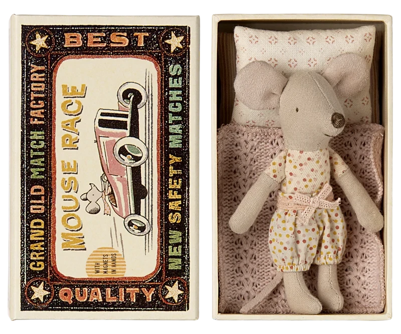 Maileg Little Sister Mouse In Matchbox Mouse Race
