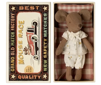 Maileg Big Sister Mouse In Pyjamas In Matchbox Mouse Race