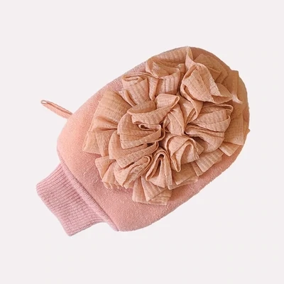 VOESH Exfoliation Glove With Loofah Peach