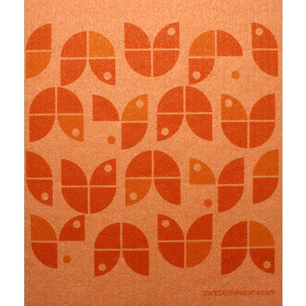 Swedish Cloth Geo Flowers Orange On Orange