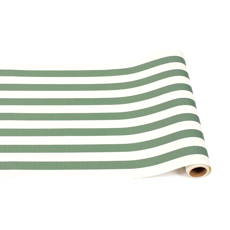 Paper Table Runner Roll Dark Green Classic Stripe