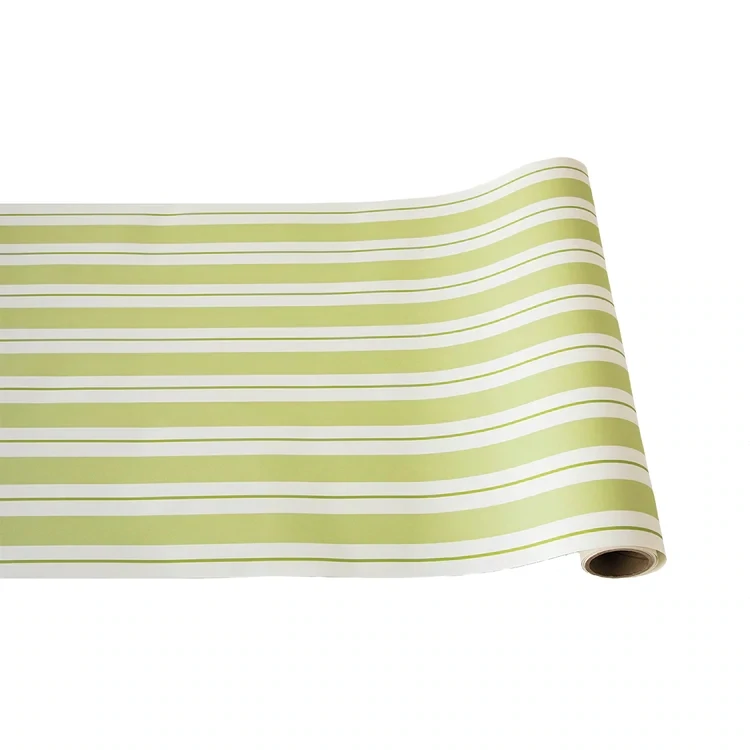 Paper Table Runner Roll Green Awning Stripe