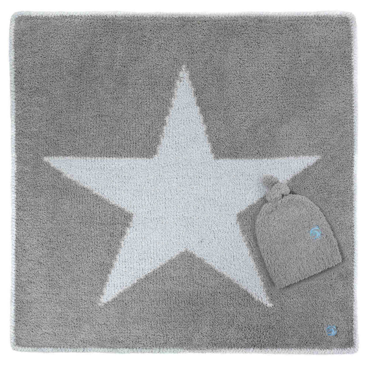 Baby Blanket With Cap Star Stone And Ice Blue 30&quot;x30&quot;