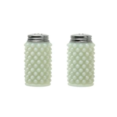 White Glass Hobnail Salt And Pepper Shakers