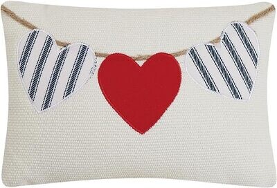Valentine Heart Applique Pillow 8"x12"