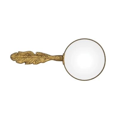 Pewter Magnifying Glass With Feather Handle Gold