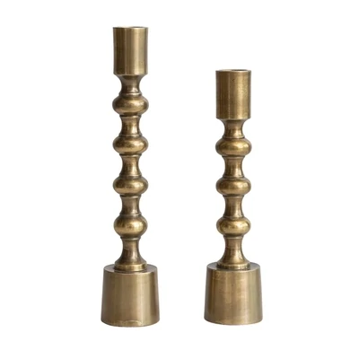 Taper Candle Holder Aluminium With Brass Finish Large 9 1/2&quot;