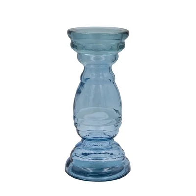 Glass Candle Holder 11&quot; Blue