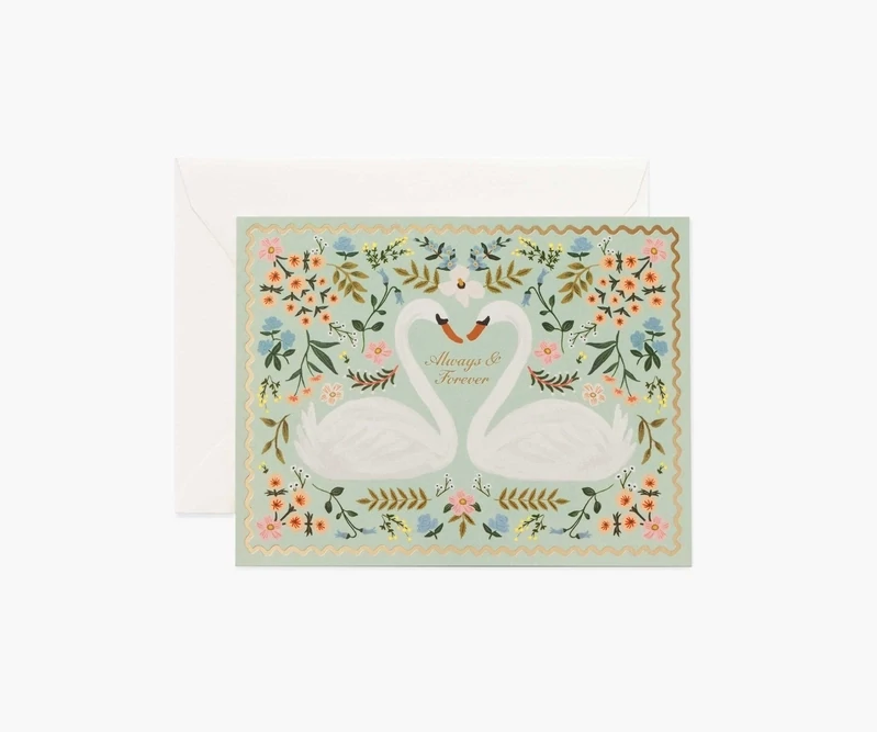 Card Always And Forever Swans Wedding