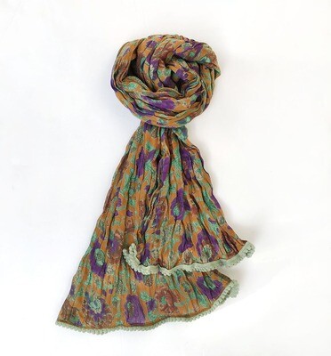 Crinkled Cotton Scarf Thistle Teal