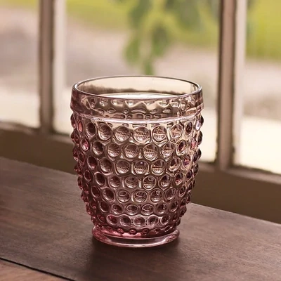 Glass Hobnail Double Old Fashioned Cup Light Purple