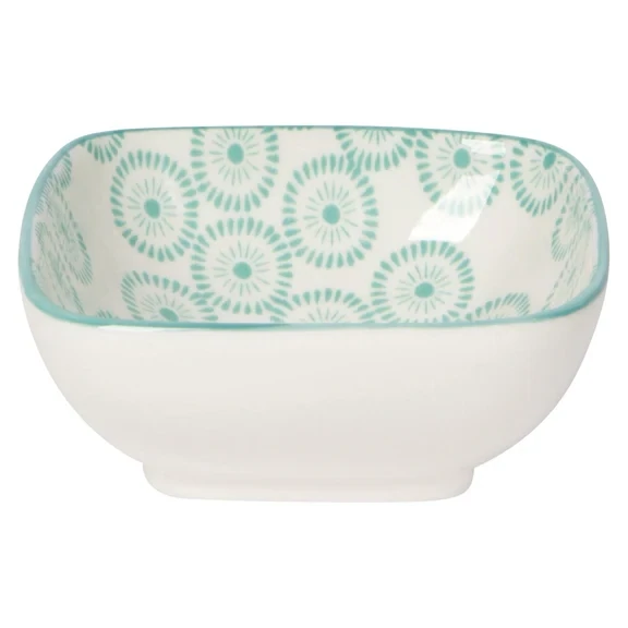 Pinch Bowl White And Teal Pattern