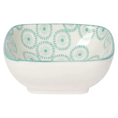 Pinch Bowl White And Teal Pattern