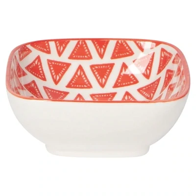 Pinch Bowl Red And White Triangle Pattern