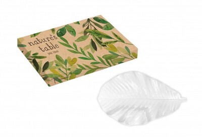 Tray Leaf In Gift Box White Small