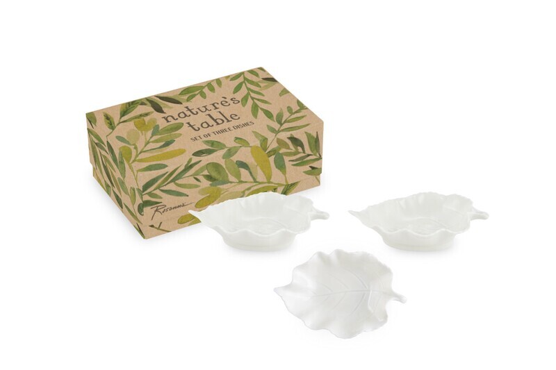 Leaf Dip Dish Box Set Of 3 White