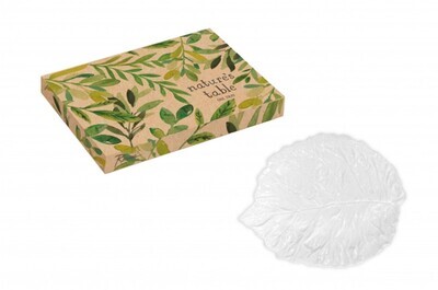 Tray Leaf In Gift Box White Large