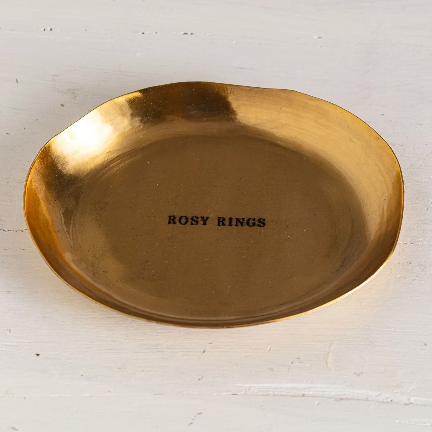 Rosy Rings Etched Petite Gold Oval Plate