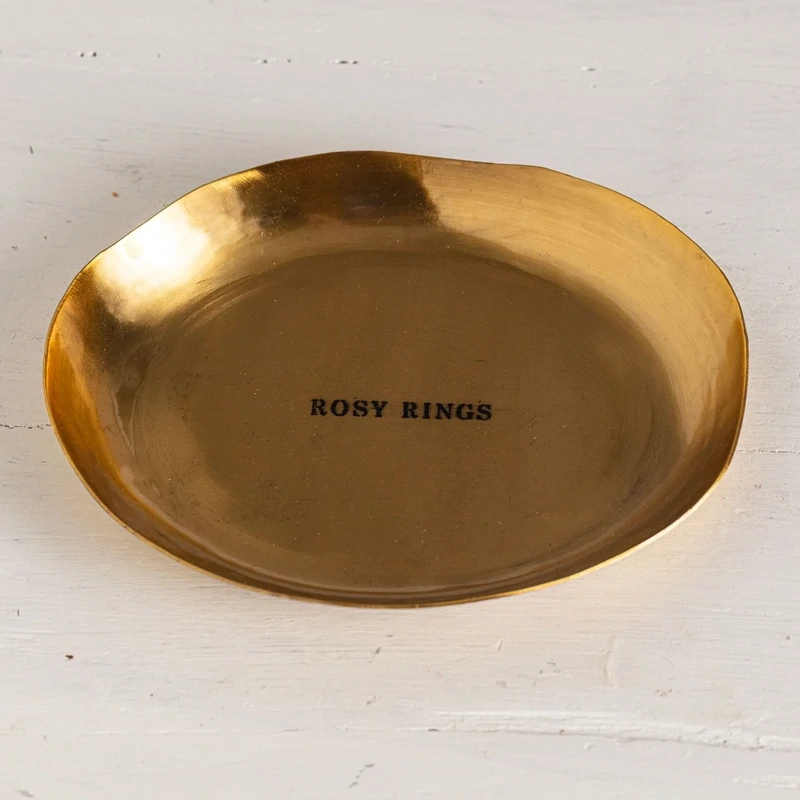 Rosy Rings Etched Petite Gold Oval Plate