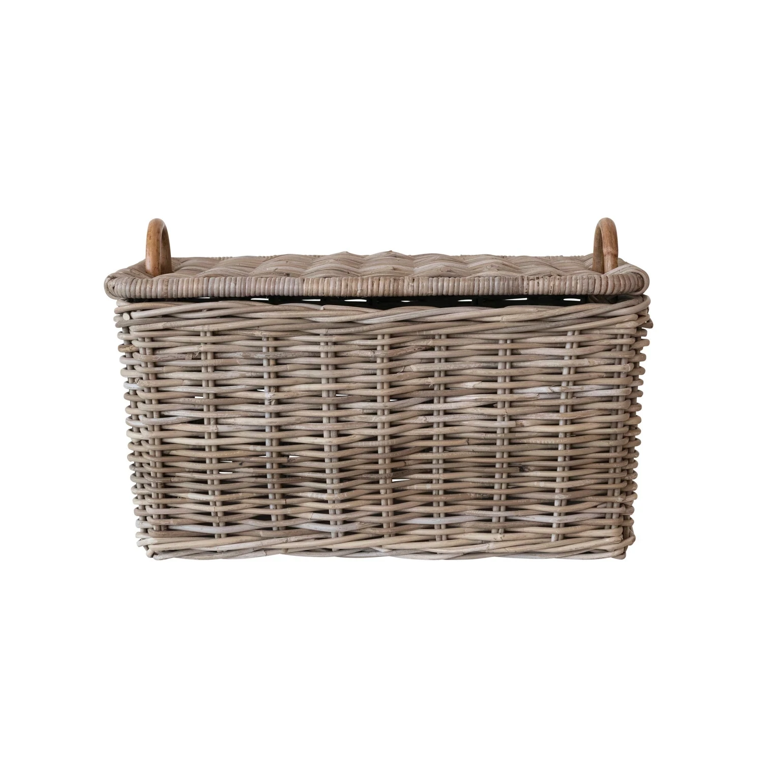 Hand Woven Rattan Basket With Lid And Handles Medium