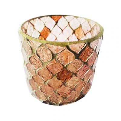 Recycled Glass Mosaic Voltive Holder Pinks