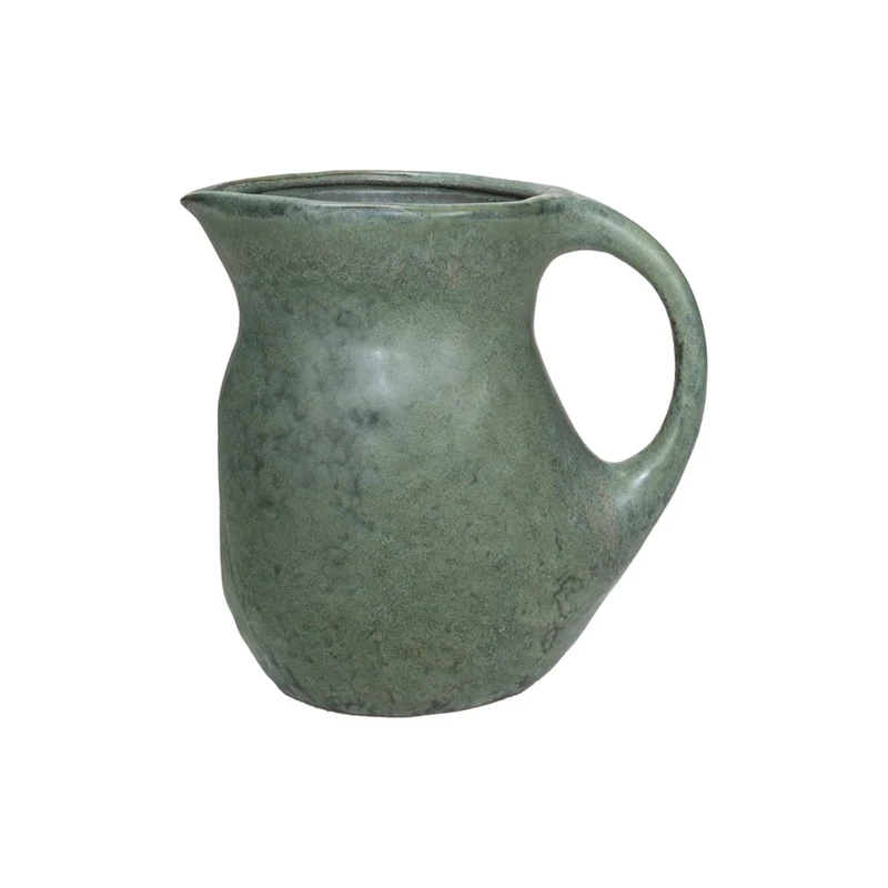 Stoneware Pitcher 2-1/2 Quart Green