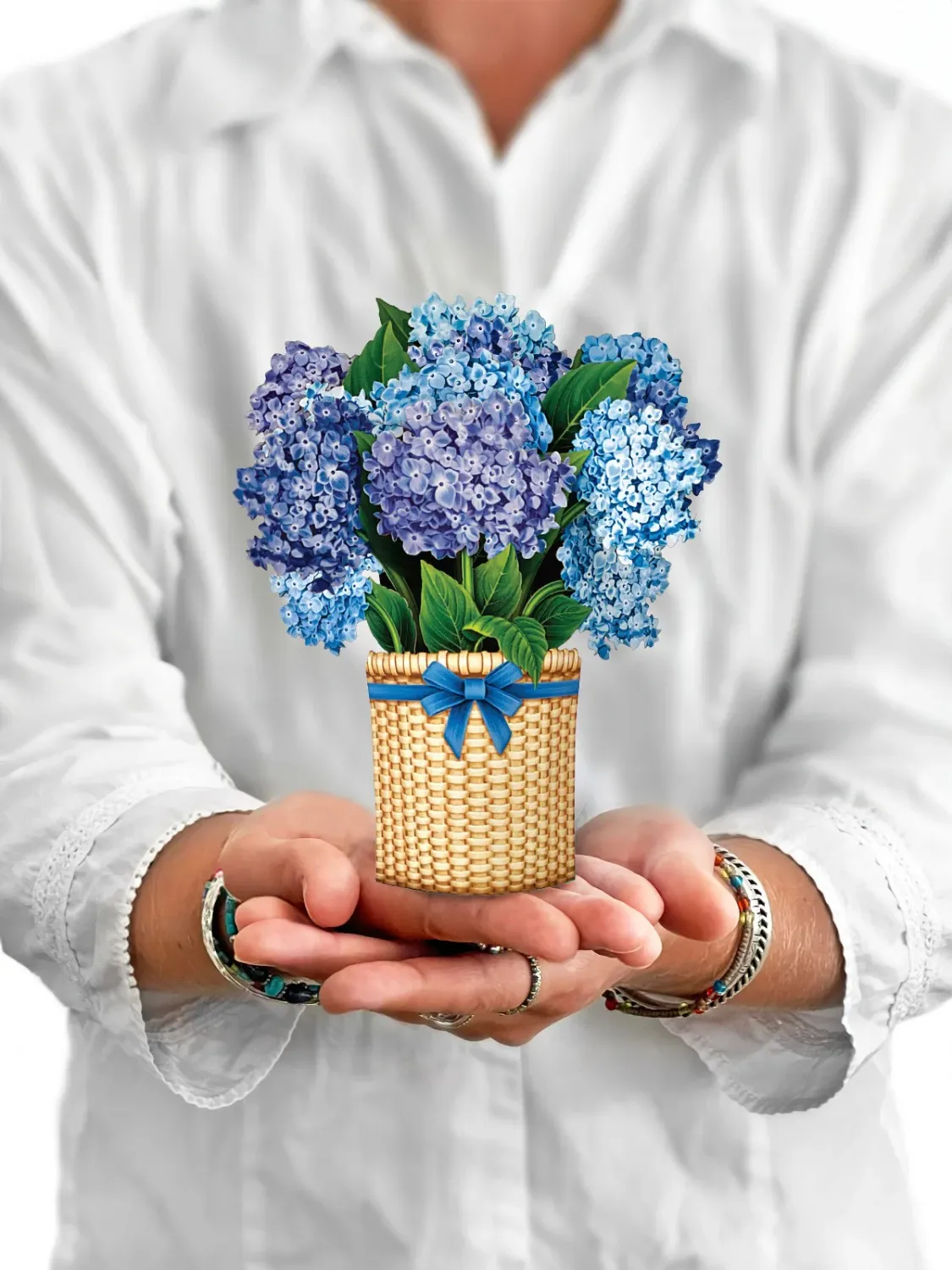 Fresh Cut Paper Pop Up Bouquet &amp; Matching Card Mini Nantucket Hydrangea