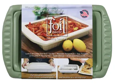 Foil Decor Plastic Serving Dish 9x13&quot; Sage