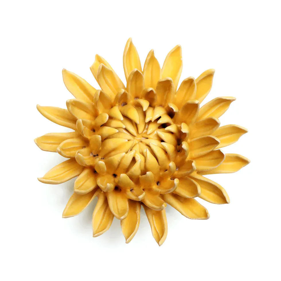 Ceramic Flower Coral Mum Yellow