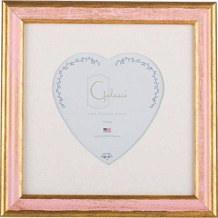 Photo Frame Gold And Pink Florentine With Heart Mat 3x3