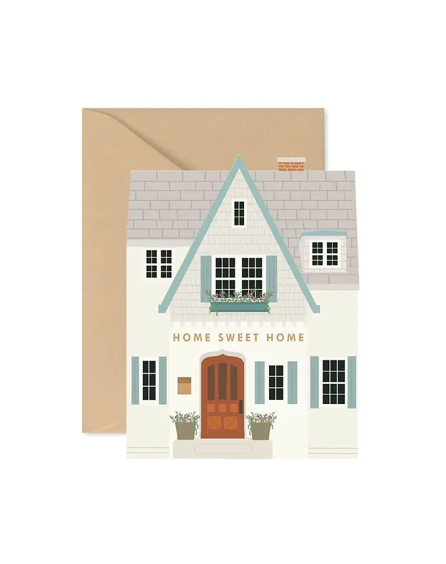 Card Home Sweet Home Die Cut Pink Roof