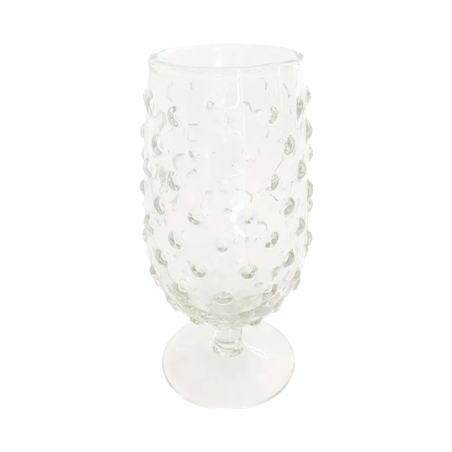 Glass Hobnail Stemmed Drinking Glass