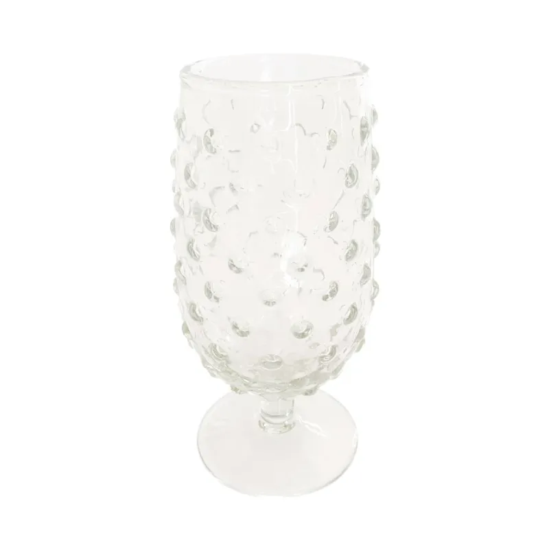 Glass Hobnail Stemmed Drinking Glass