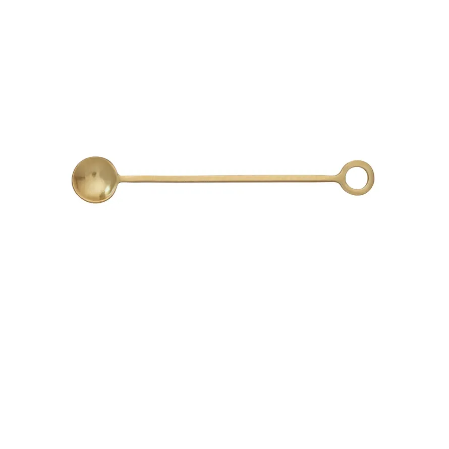 Cocktail Spoon With Round Handle 7&quot; Gold Finish
