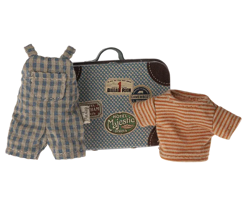 Maileg Overalls And Shirt In Suitcase Big Brother Mouse
