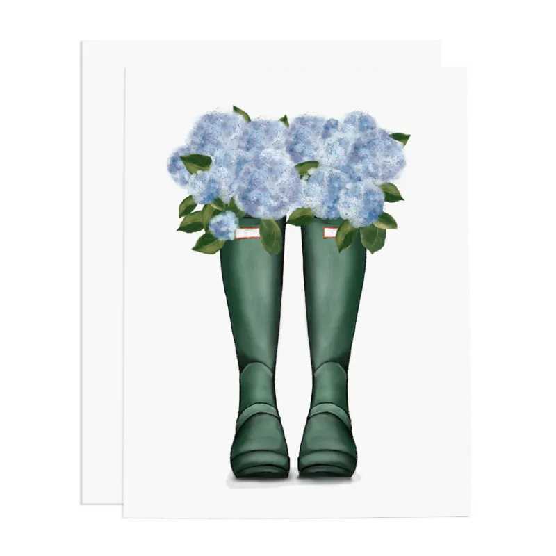 Card Rain Boot Hydrangea