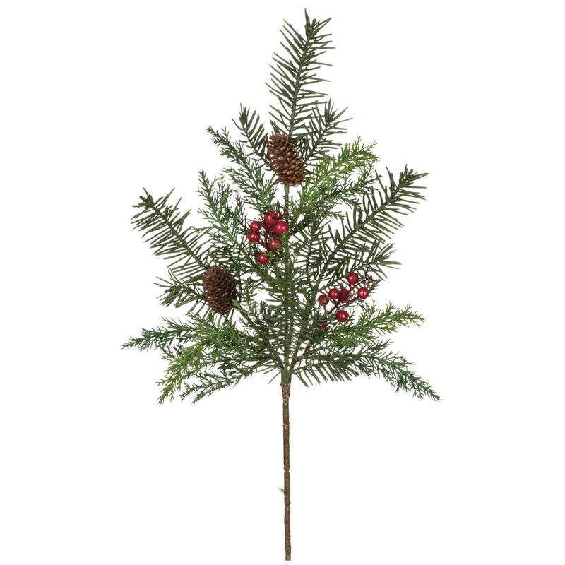 Fir Pine Pick With Pinecones And Red Berries