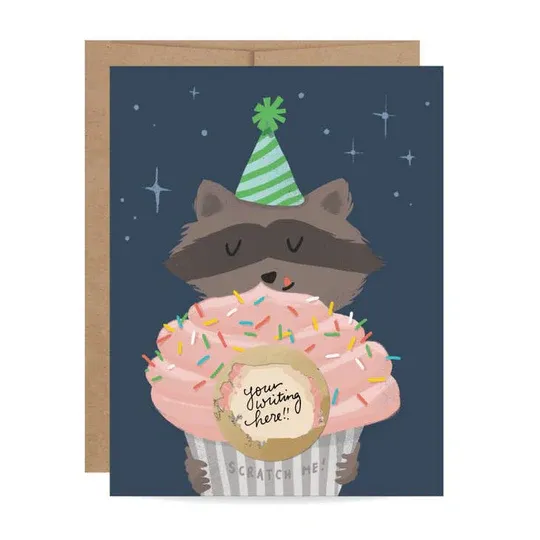 Card Scratch-off Raccoon