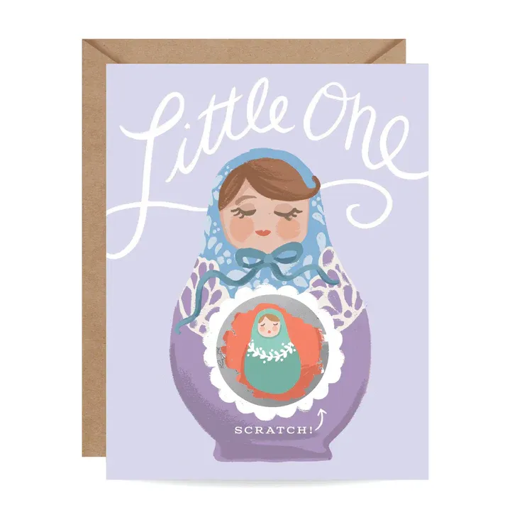 Card Scratch-off Nesting Doll New Baby Card