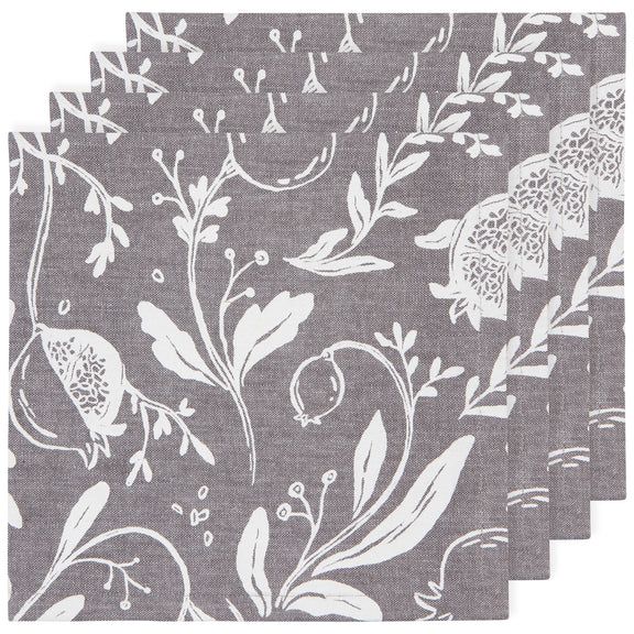 Set Of 4 Napkins Printed Pomegranates