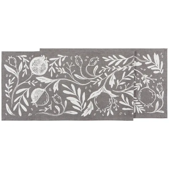 Table Runner Pomegranates Grey 13&quot;x72&quot;