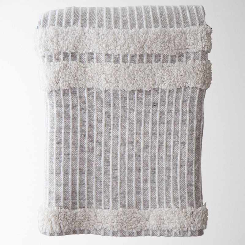 Blake Textured Striped Throw Oyster 50&quot; x 60&quot;