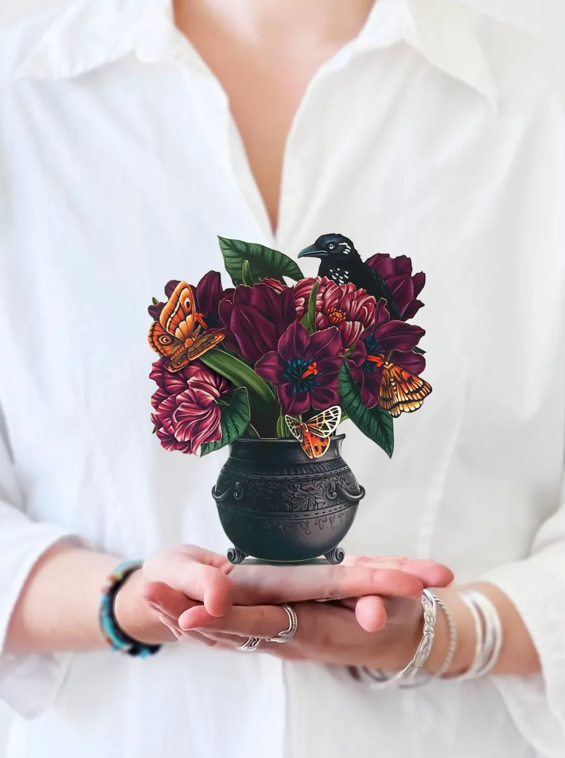 Fresh Cut Paper Pop Up Bouquet &amp; Matching Card Mini Moonlight Garden