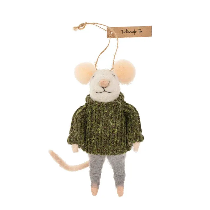 Felt Mouse Turtleneck Tim Ornament