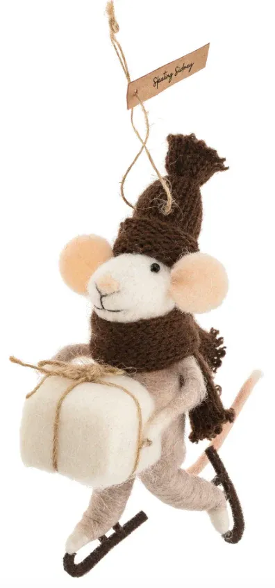 Felt Mouse Skating Sidney Ornament